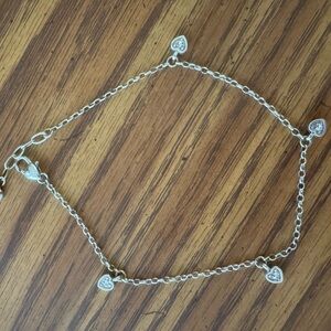 Brighton Silver Heart Charm Anklet Bracelet
